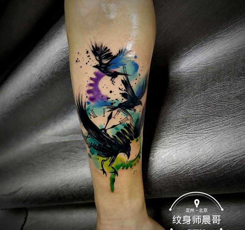 水彩纹身图片_手部水彩纹身图案