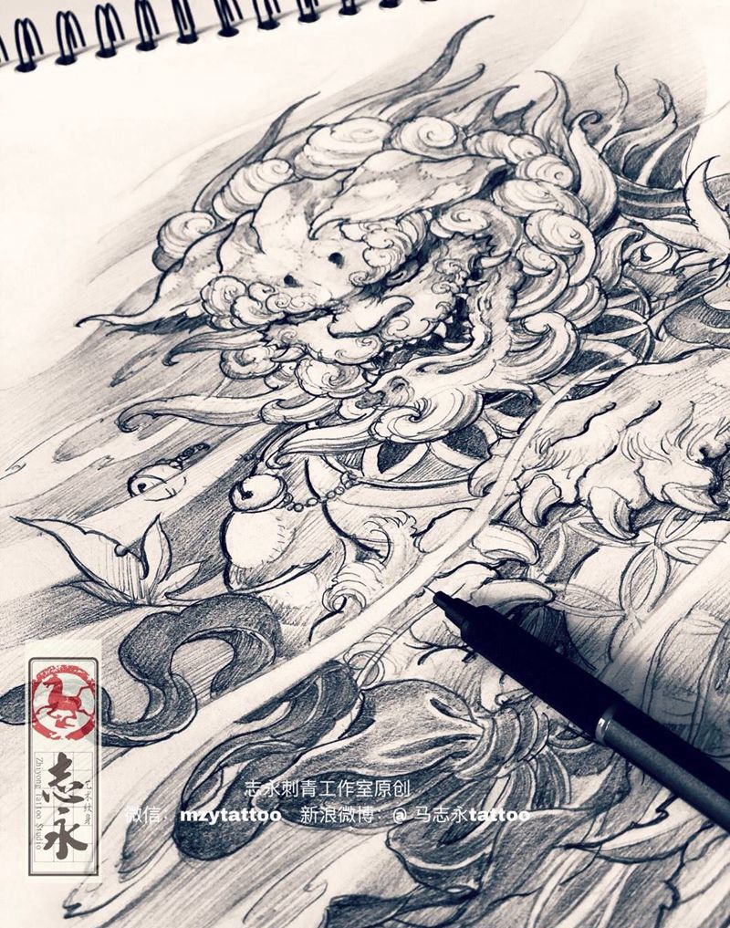 志永刺青原创设计纹身图片_手稿传统原创动物纹身图案