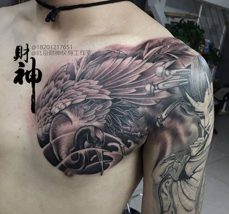 仙鹤回首纹身图片_