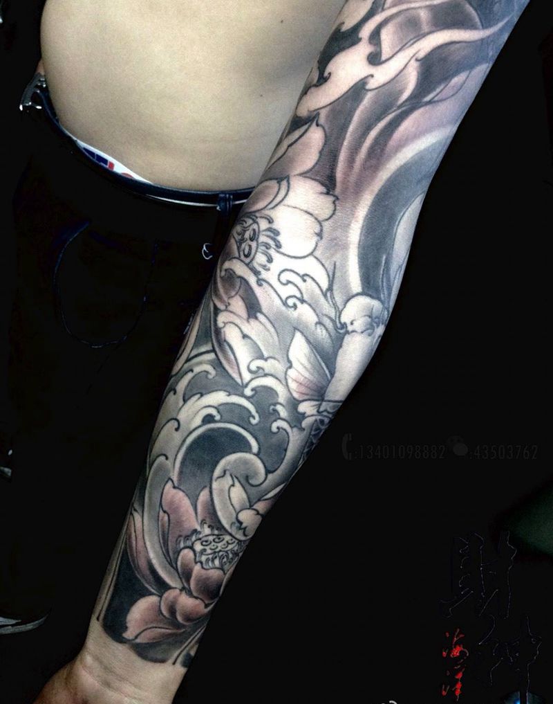 传统花臂纹身图片_