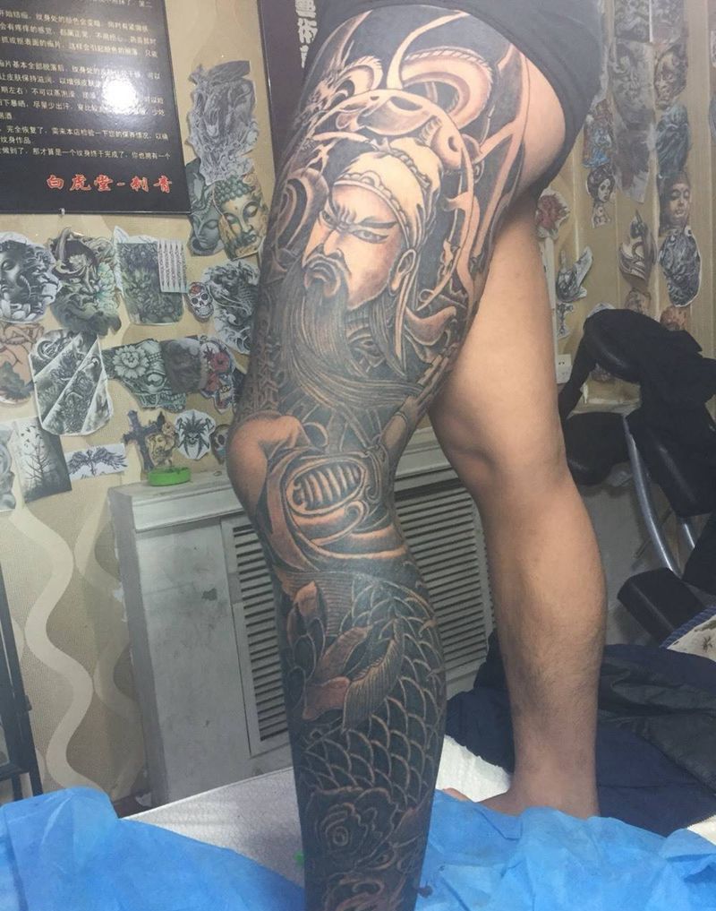 传统花腿纹身图片_