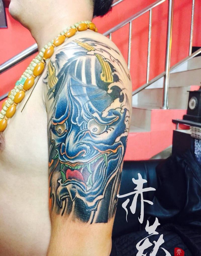 大臂般若纹身图片_
