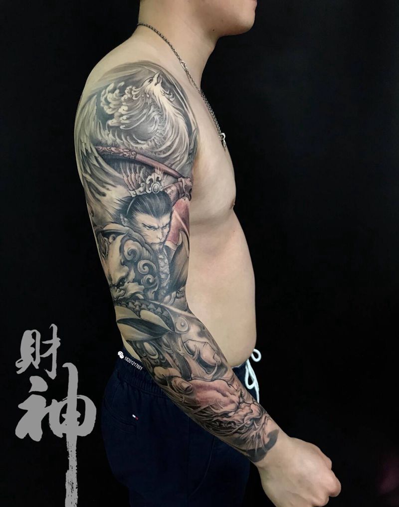 大圣纹身图片_手臂肩部新传统纹身图案