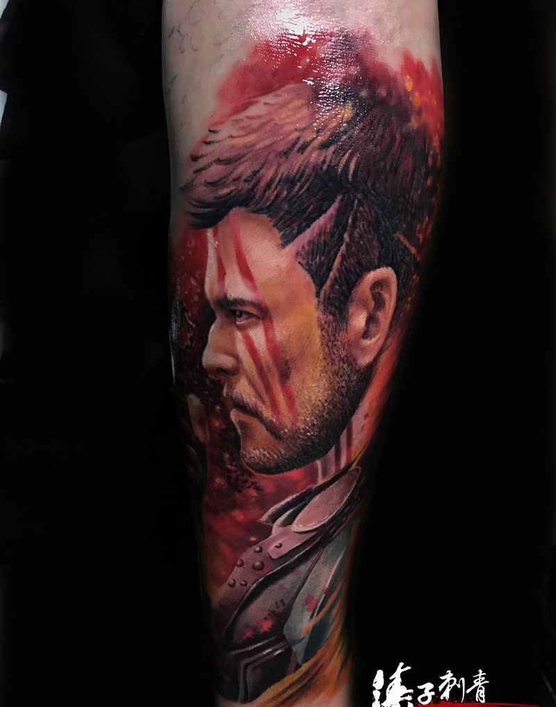 雷神纹身图片_手臂欧美写实水彩纹身图案