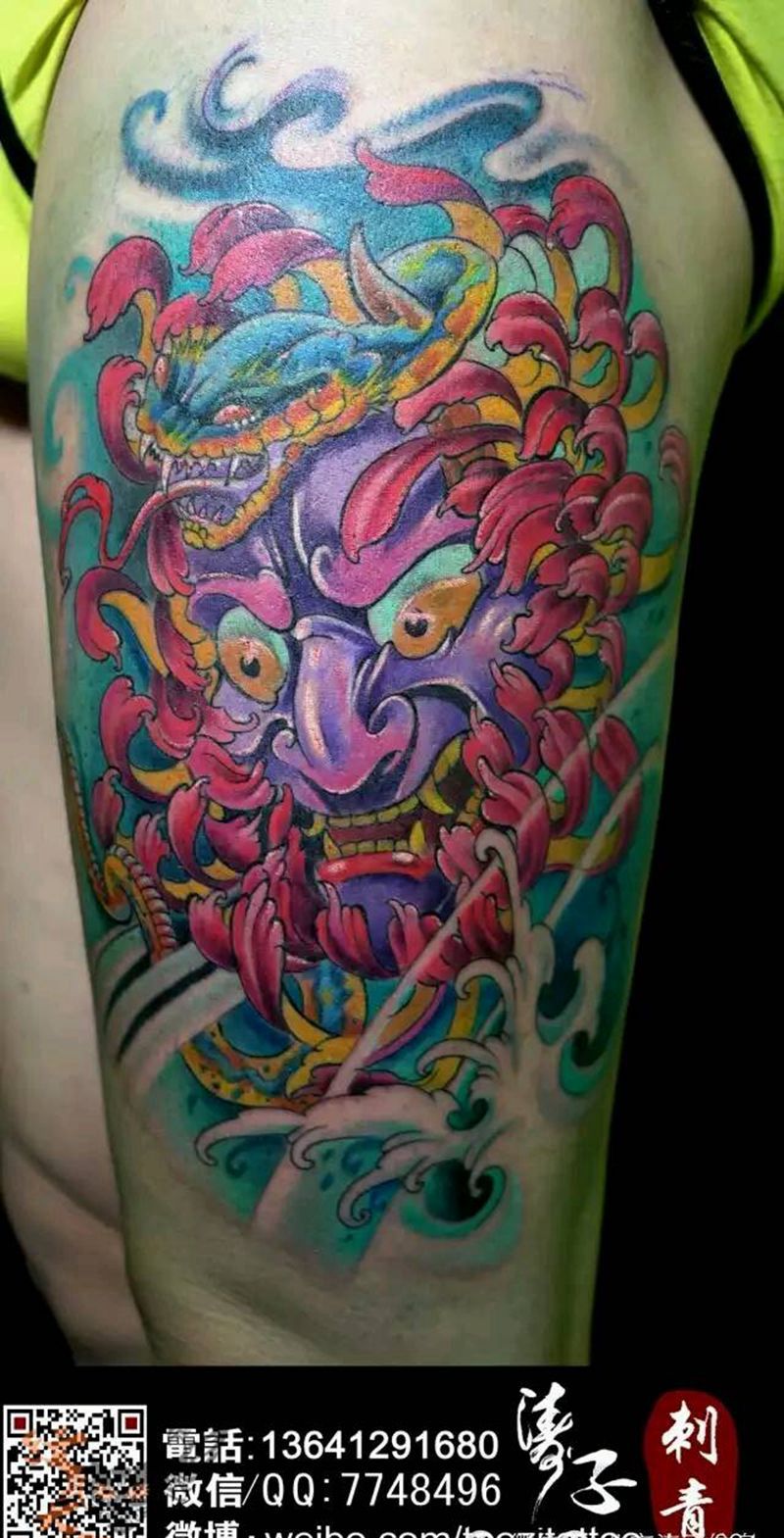 般若纹身图片_传统腿部宗教纹身图案