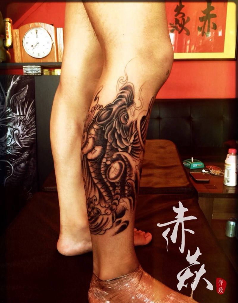 鱼完工纹身图片_