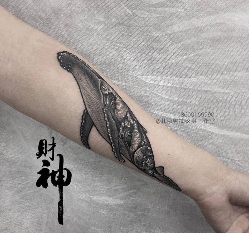 自由纹身图片_成品手稿手臂清新动物纹身图案