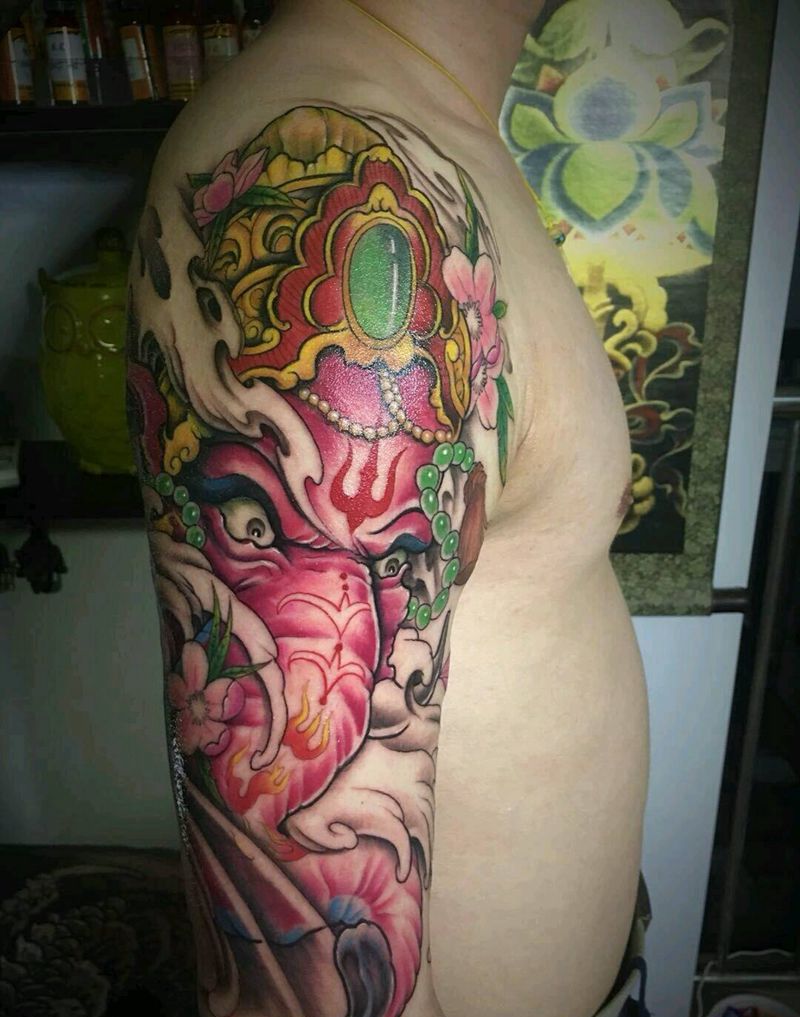 象神纹身图片_手臂传统动物成品纹身图案