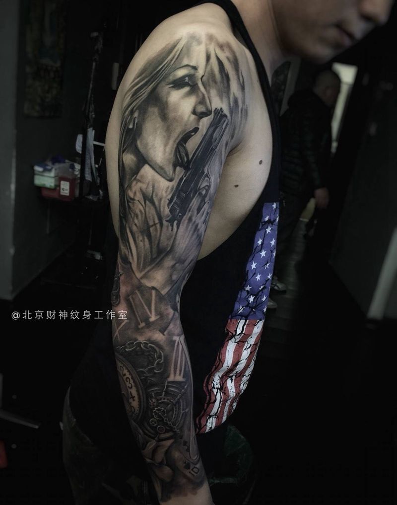 连续三天战果纹身图片_成品人物欧美纹身图案