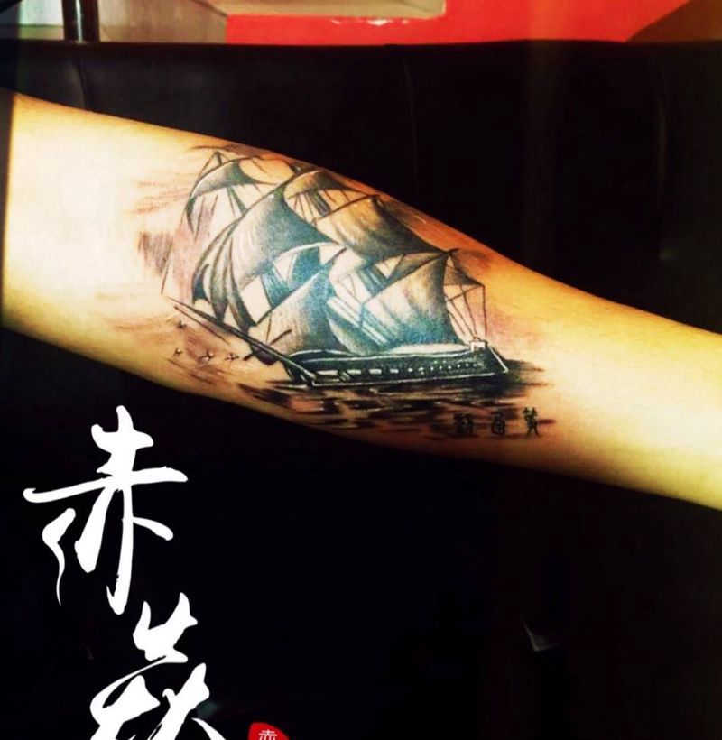 帆船纹身图片_