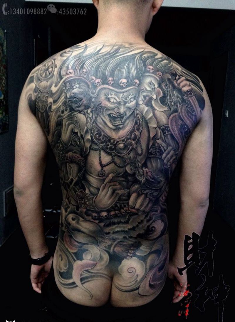 金刚纹身图片_成品背部传统人物鬼神宗教纹身图案