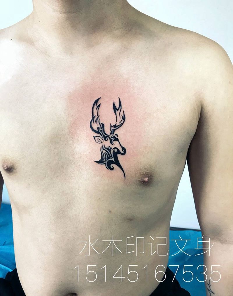 鹿首图腾纹身图片_