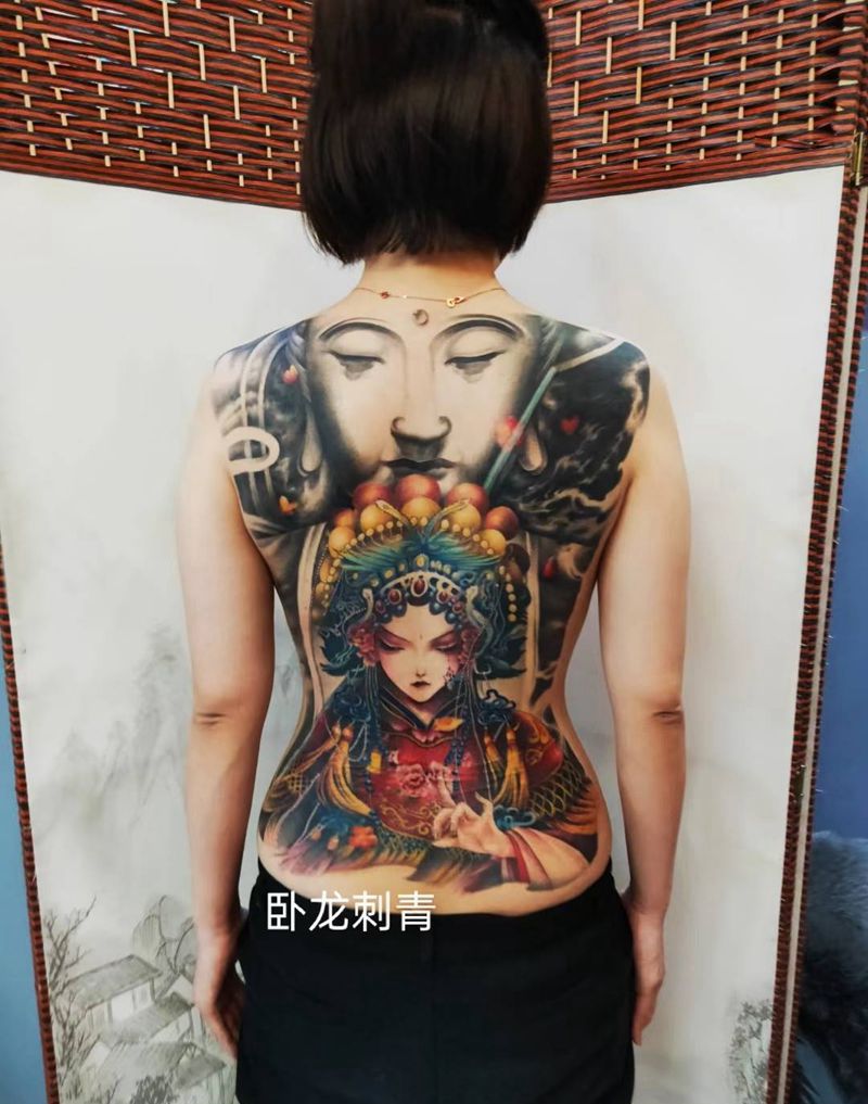 满背花旦 佛纹身纹身图片_新传统满背纹身纹身图案
