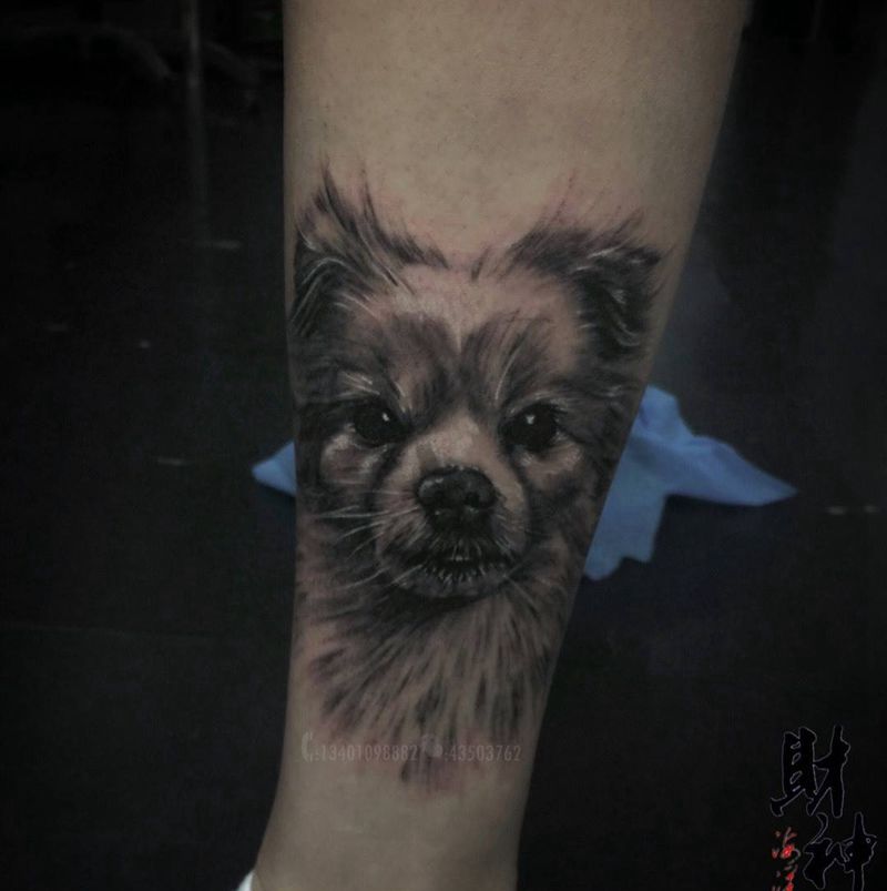 可爱纹身图片_成品欧美肖像原创腿部纹身图案