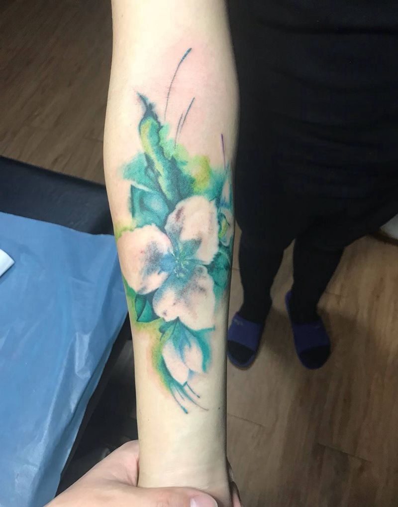 水彩花纹身图片_