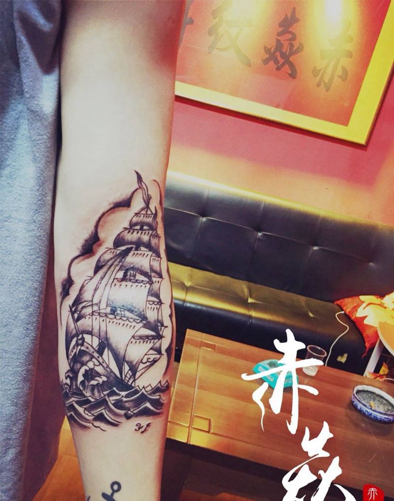 帆船纹身图片_