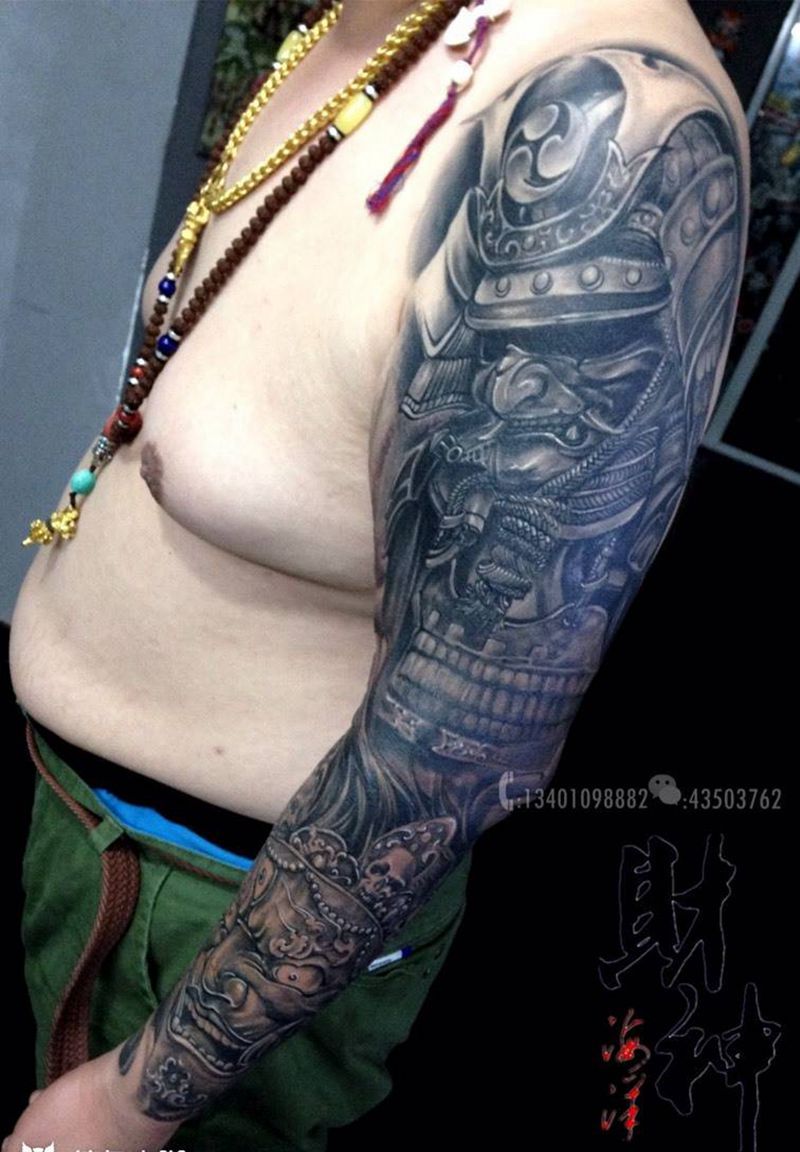 鬼武士纹身图片_成品传统欧美写实人物鬼神宗教原创纹身图案