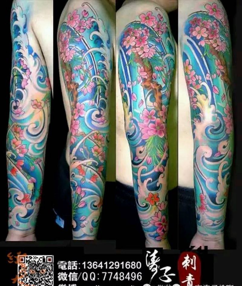 水纹身图片_传统手臂原创纹身图案