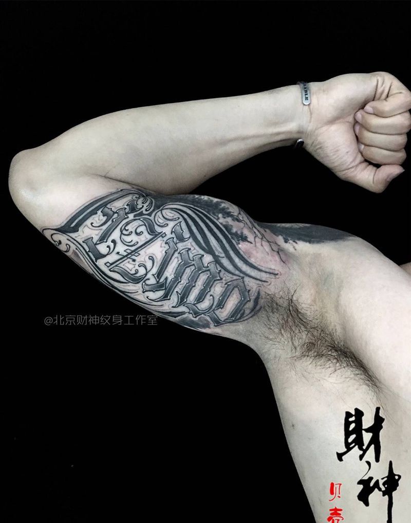 花体纹身图片_成品手稿原创贴纸字符欧美手臂纹身图案