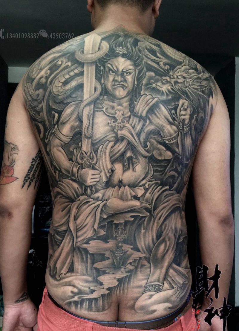 不动明王恢复后效果纹身图片_成品纹身图案