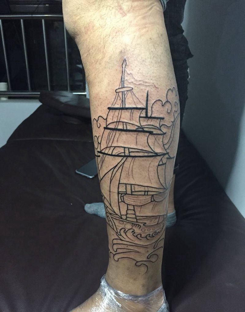 简单先走个线纹身图片_