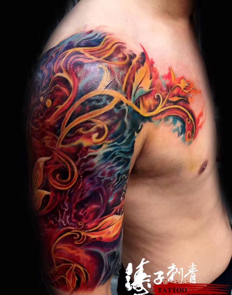 火焰花纹身图片_