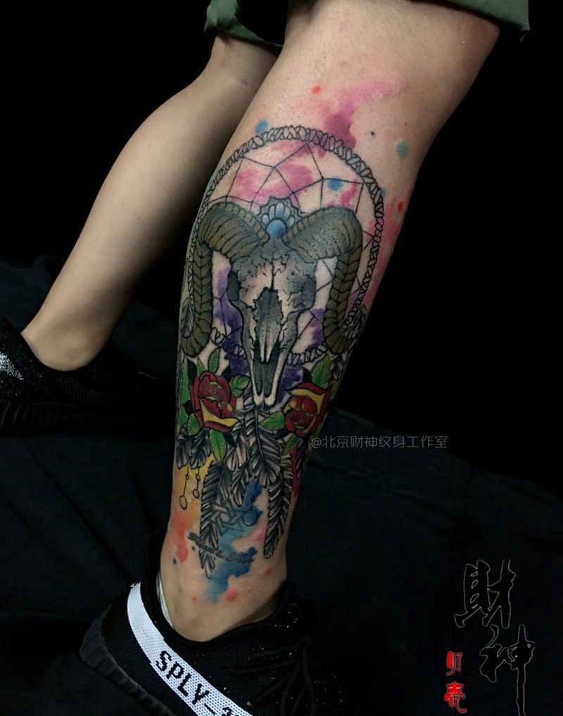 修改纹身图片_成品腿部传统动物植物纹身图案