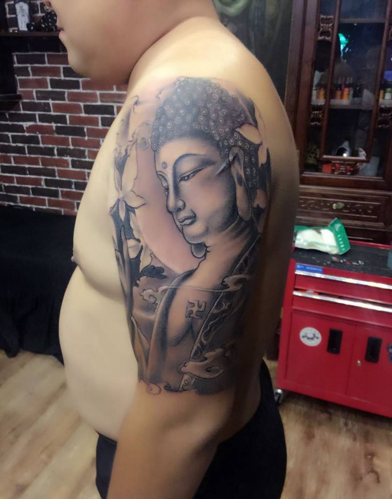 大臂佛纹身图片_