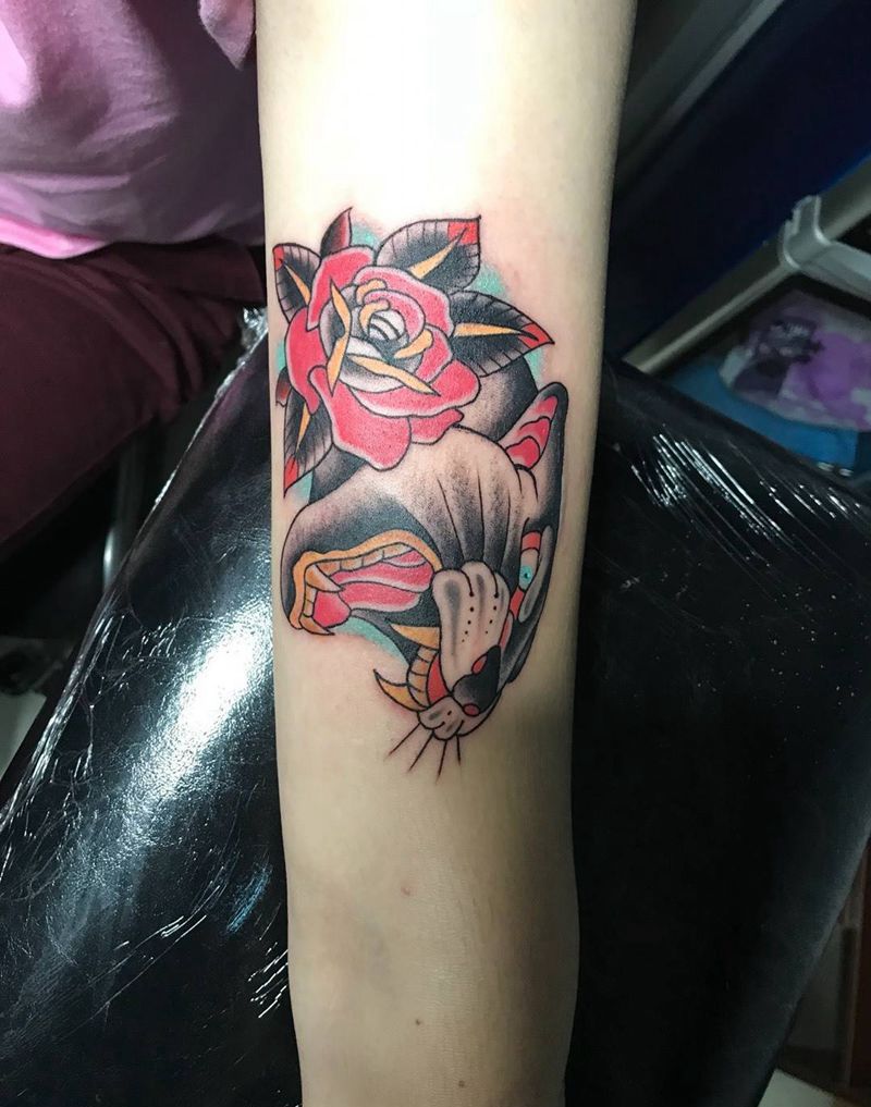 old school 豹子头纹身图片_