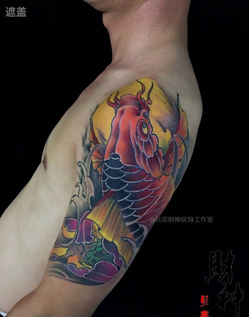 遮盖纹身图片_成品手臂肩部动物传统纹身图案