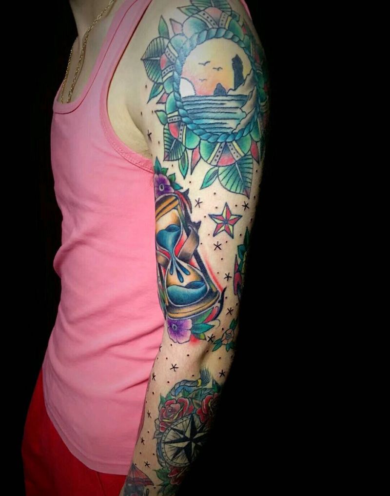 school花臂纹身图片_手臂手部欧美清新贴纸几何动物静物成品纹身图案