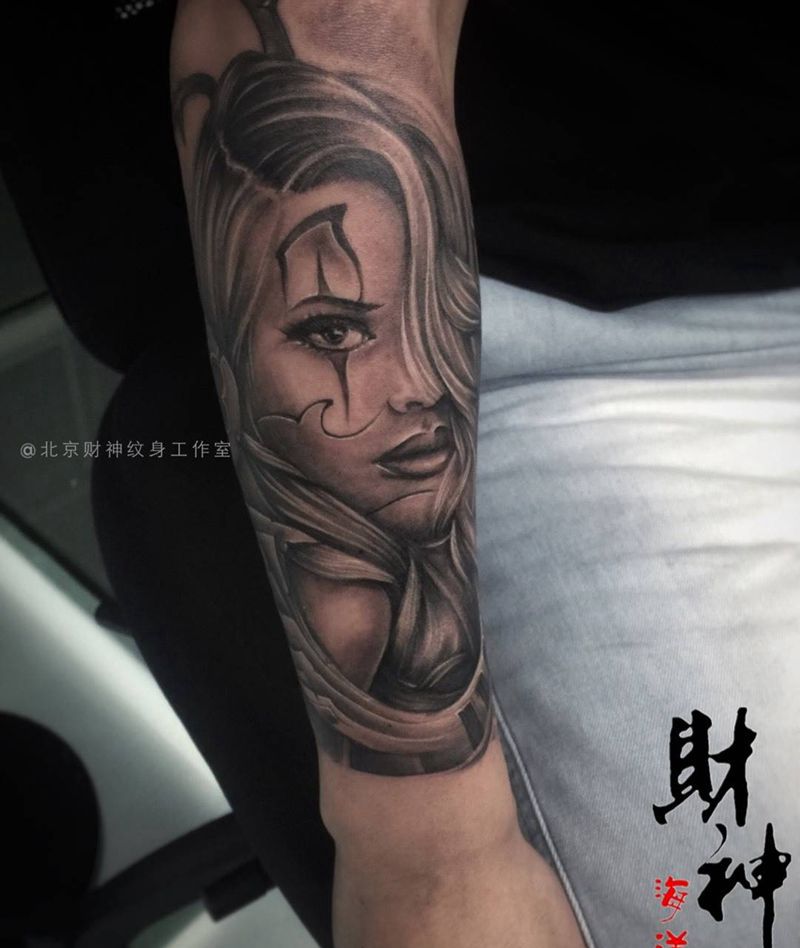 女纹身图片_成品欧美人物手臂纹身图案