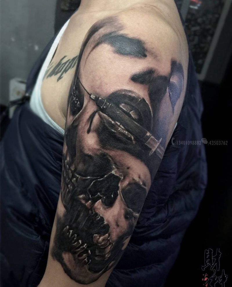 你知道什么含义？纹身图片_成品欧美手臂肩部人物纹身图案