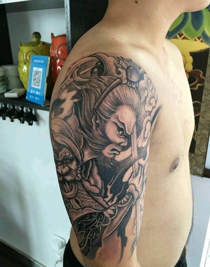 猴哥纹身图片_手臂传统鬼神成品纹身图案