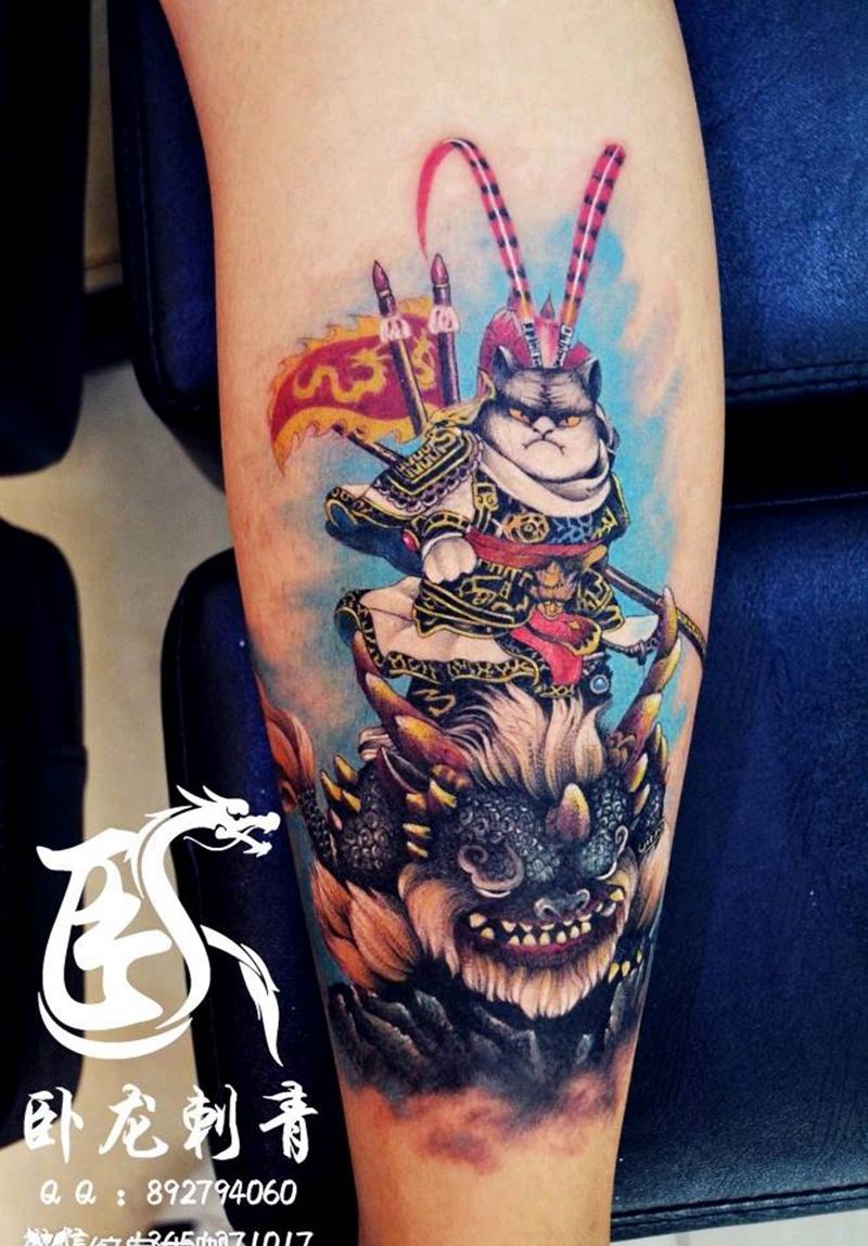 本店写实风格作品纹身图片_腿部纹身图案