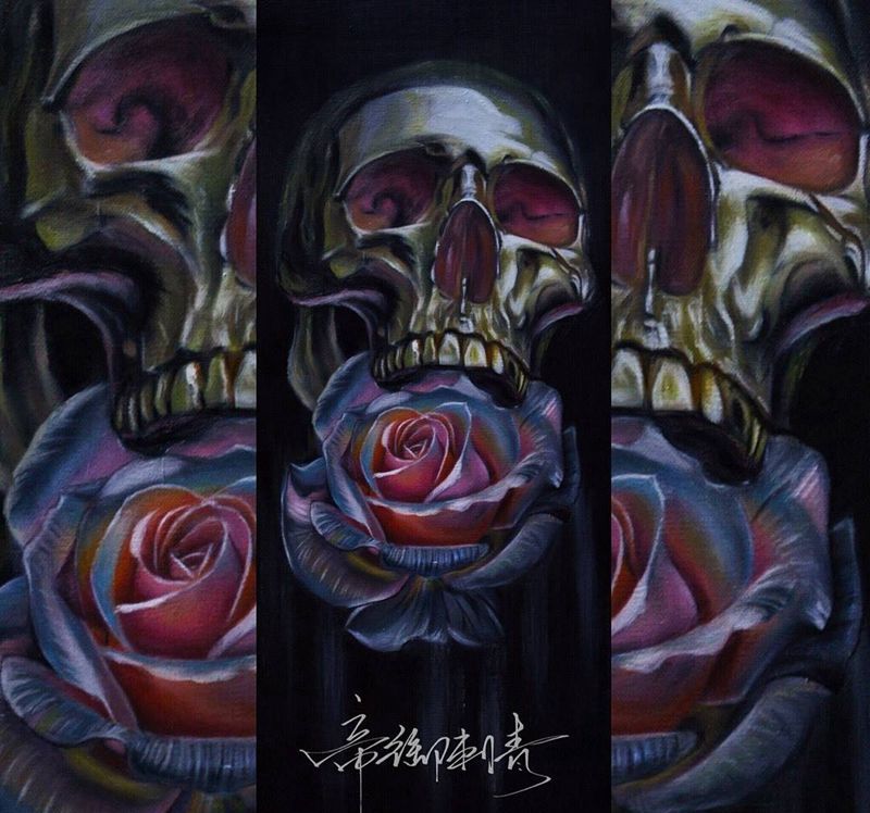 两幅原创招模特纹身图片_手稿腿部欧美写实肖像鬼神宗教纹身图案