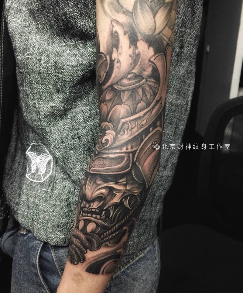 武士纹身图片_原创人物传统手臂纹身图案