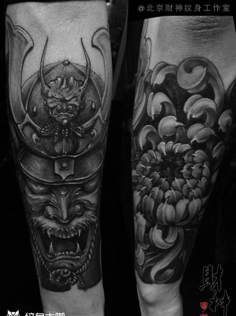 武士纹身图片_成品原创人物欧美传统手臂纹身图案
