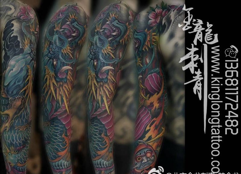 花臂龙纹身图片_
