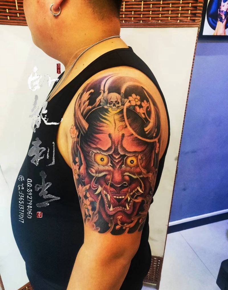 般若纹身纹身图片_肩部新传统般若纹身纹身图案