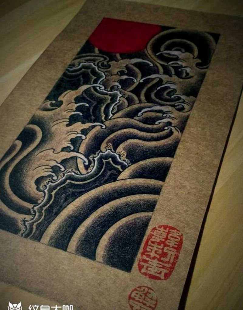 超喜欢的一张稿子！纹身图片_手臂腿部传统静物原创手稿纹身图案