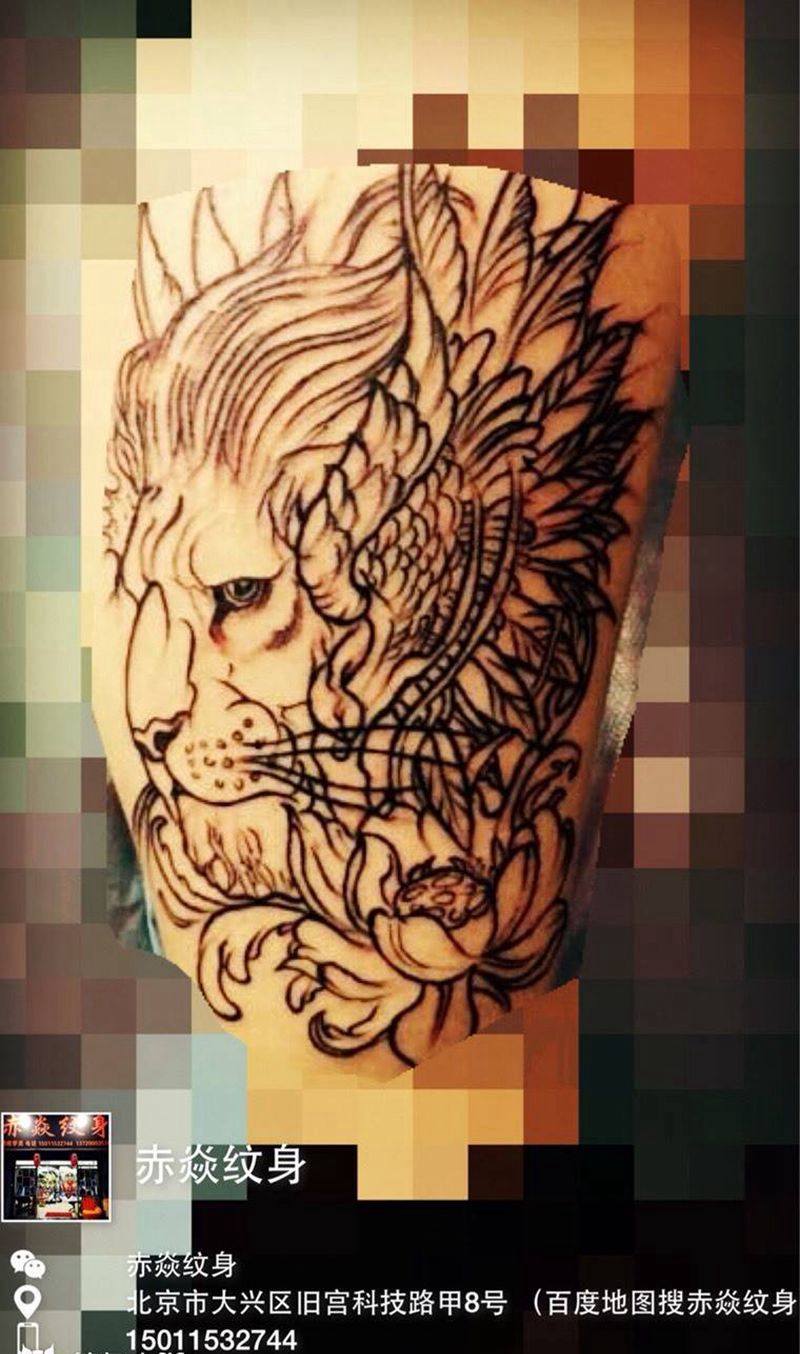 狮子纹身图片_