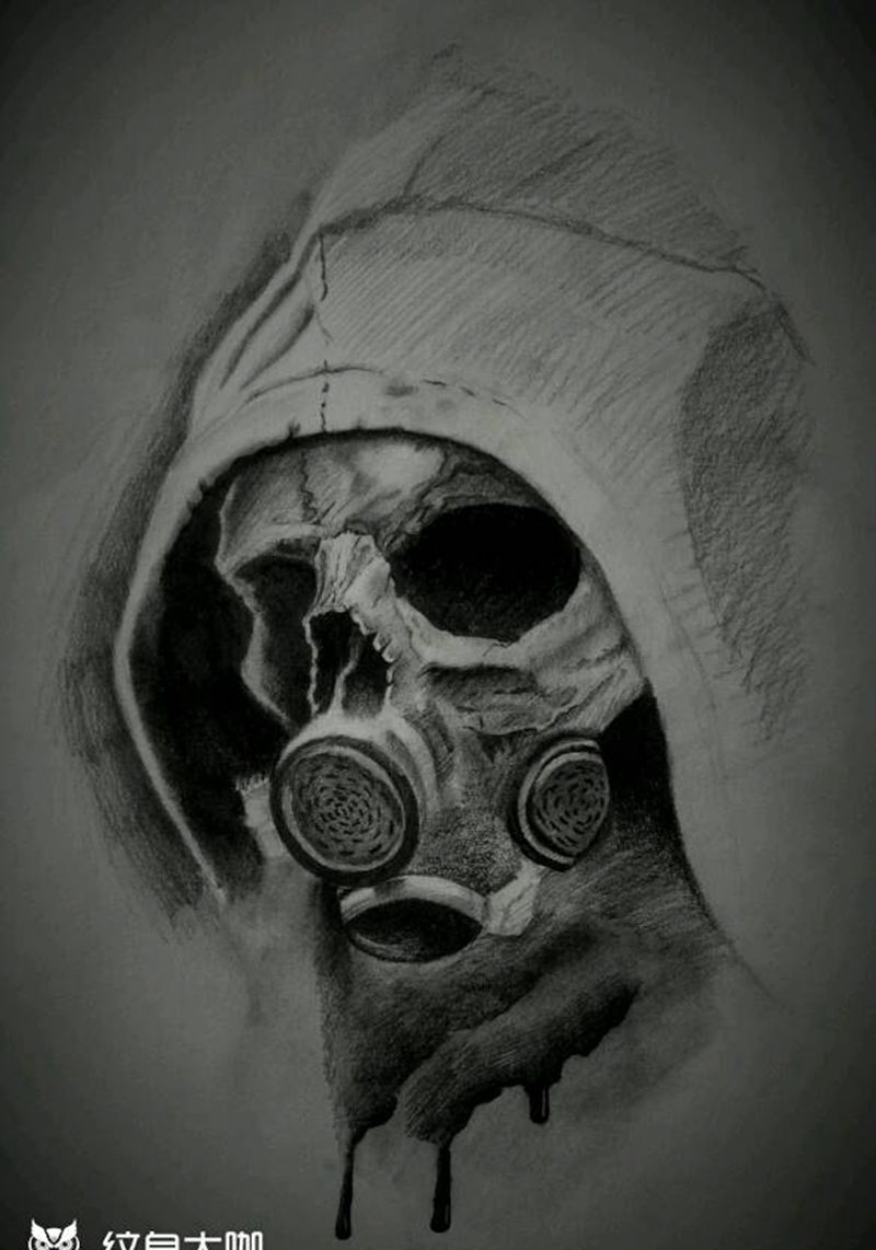 骷髅士兵纹身图片_手稿纹身图案