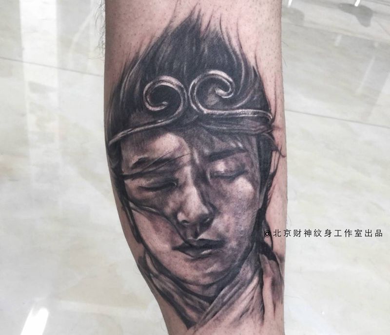 至尊宝纹身图片_成品人物肖像纹身图案