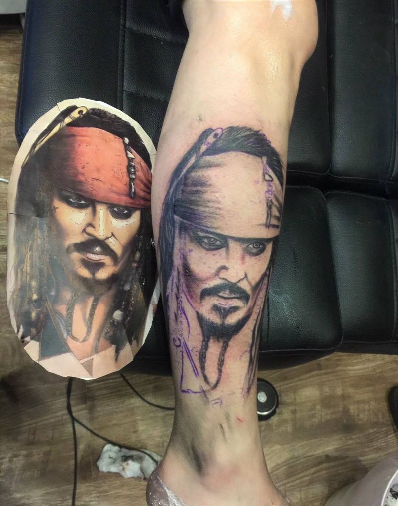 杰克船长纹身图片_