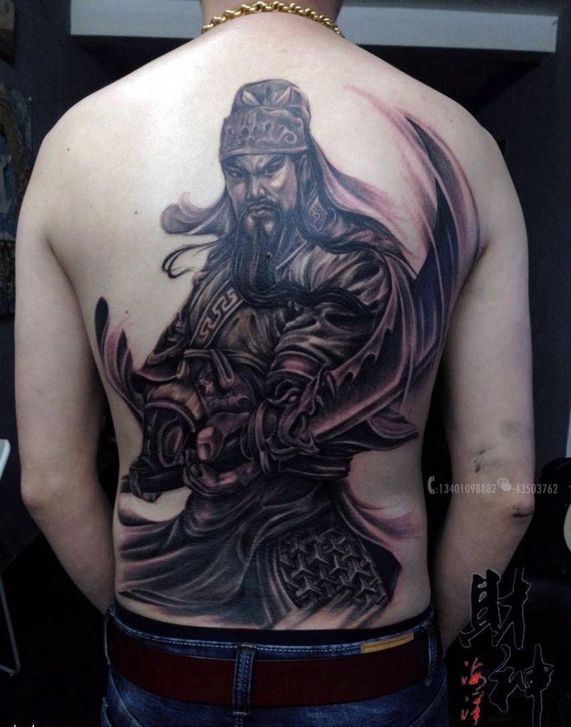 关公半成品！纹身图片_人物传统背部纹身图案