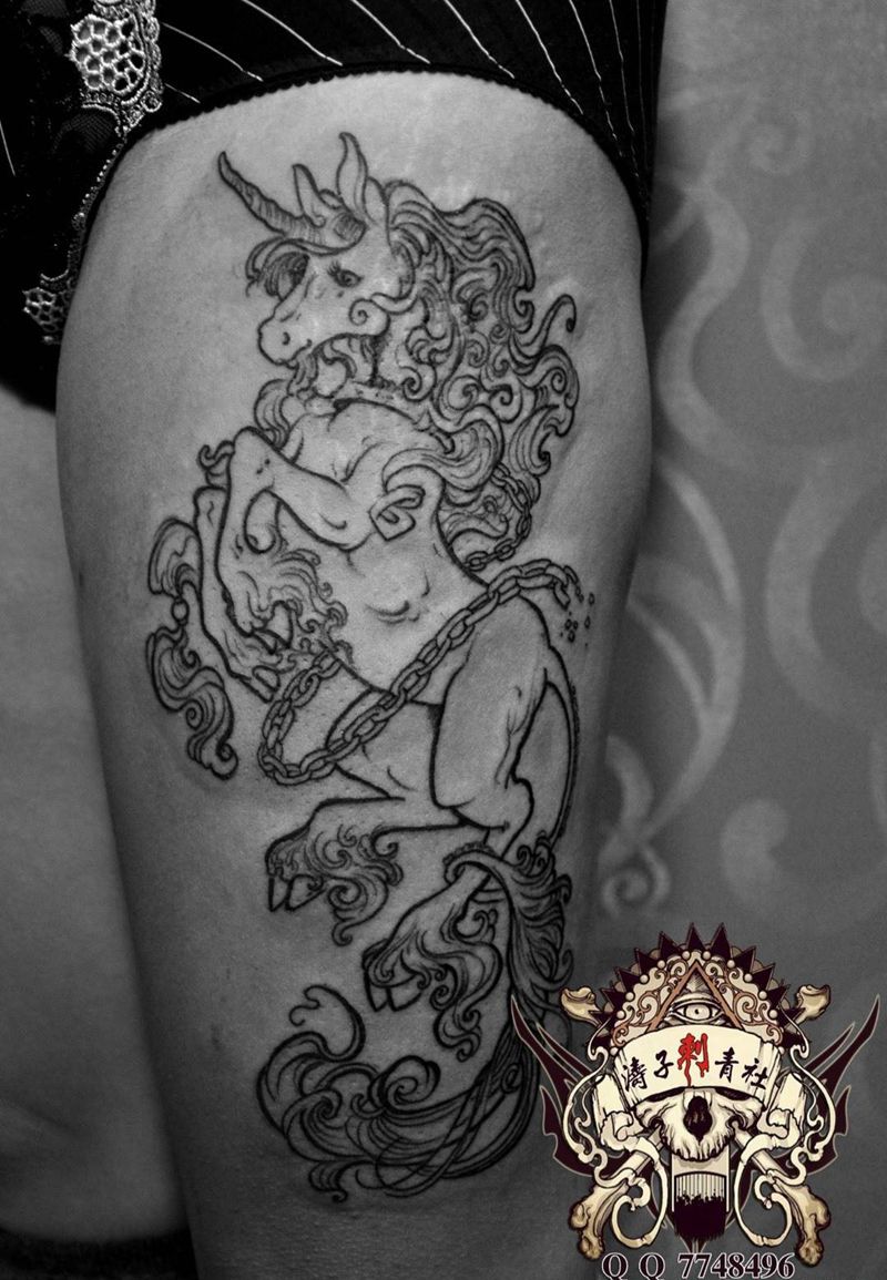 独角兽纹身图片_