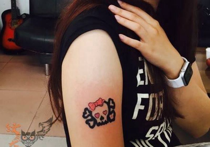 可爱小骷髅一枚纹身图片_