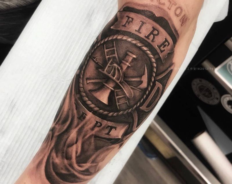 消防员标志纹身图片_成品欧美原创手臂纹身图案