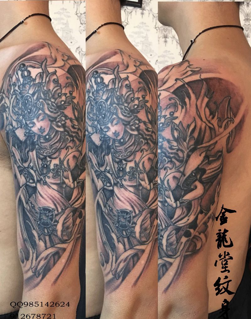 大臂度母菩萨纹身图片_手臂新传统纹身图案